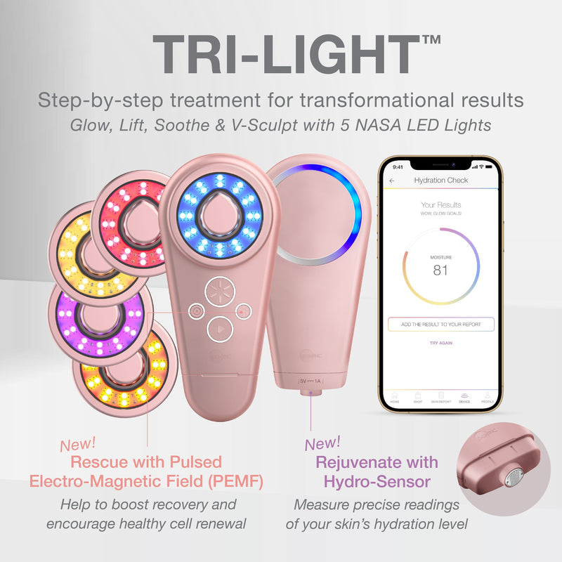 Tri-Light™ +SABI AI LED Device (Rose Gold Limited Edition) + Detox and Restore Serum Duo
